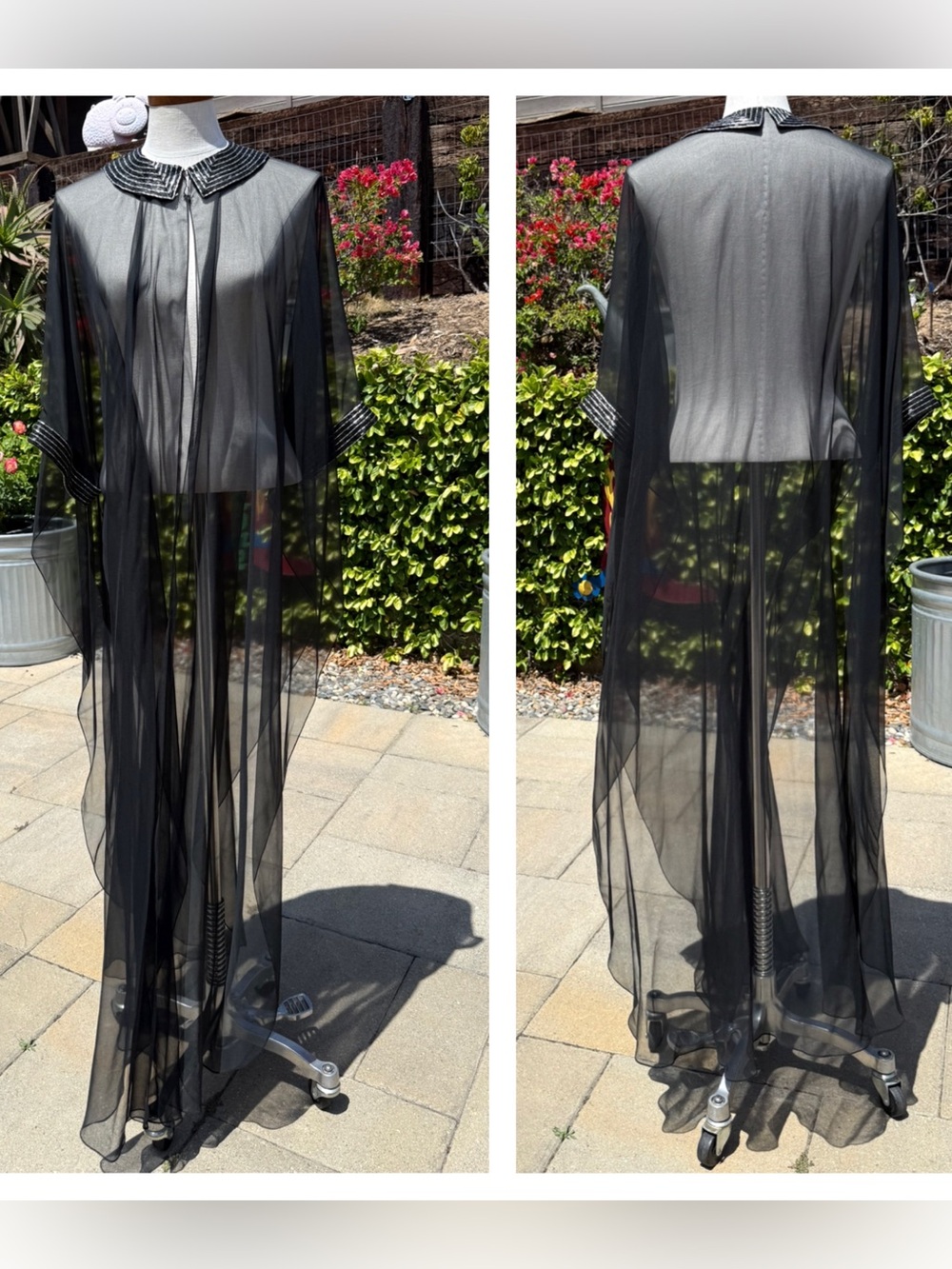 Vintage 1960s silk chiffon beaded kimono